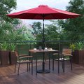 Flash Furniture Patio Set-35" Table-2 Chairs-Red Umbrella-Base XU-DG-810060062-UB19BRD-GG